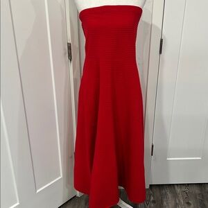 Anthropologie  Elegant Red Strapless knit Dress
A line holiday party date night